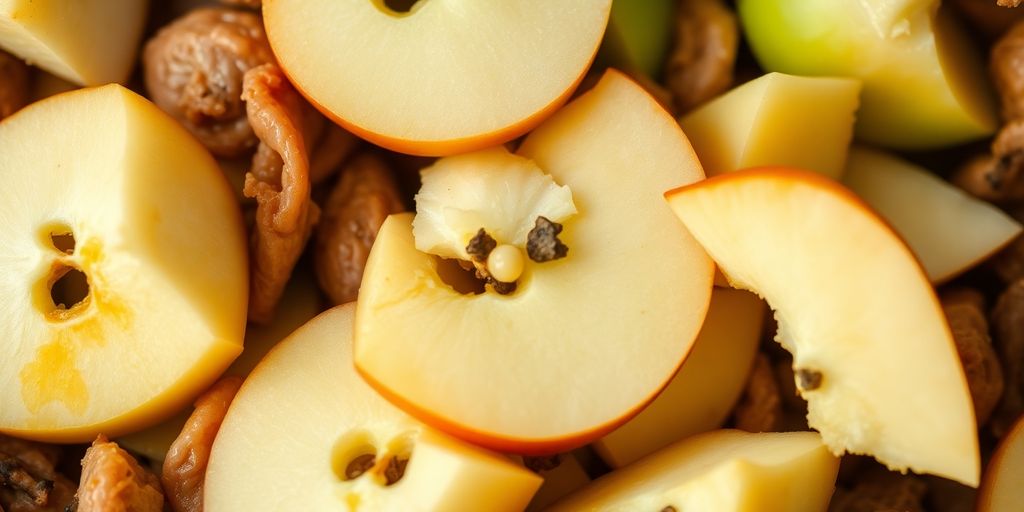 Photograph of undigested apple in human stool.
