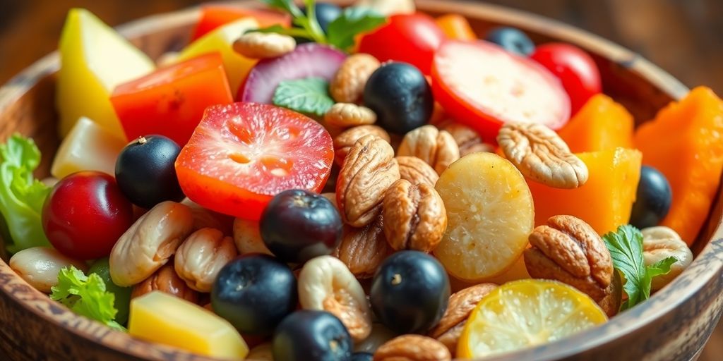 Colorful, healthy salt-free snacks in a bowl.