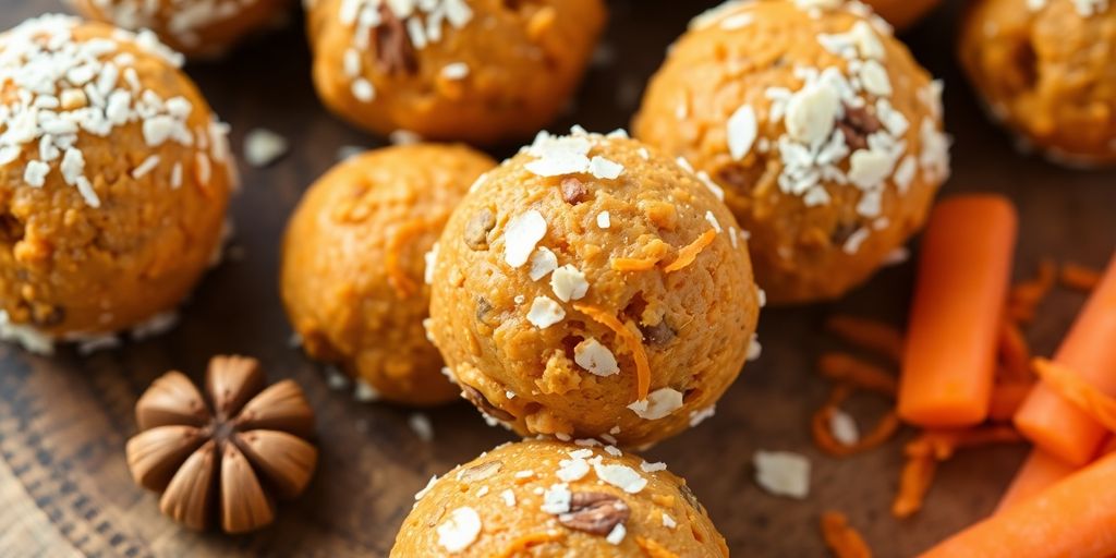 Carrot energy balls with oats and nuts.